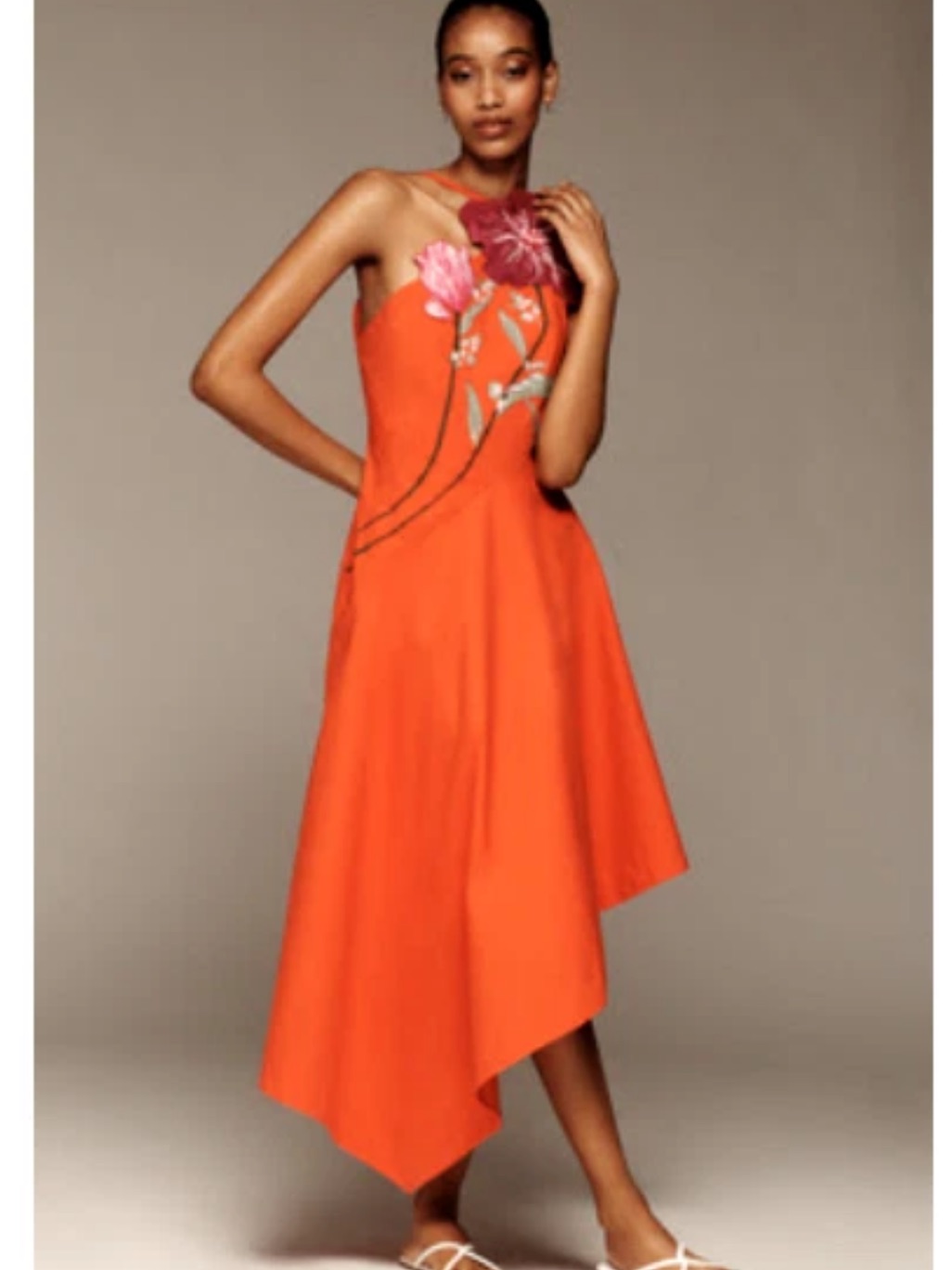 Anthropology Yukiko Noritake Nwt Orange Asymmetrical Dress